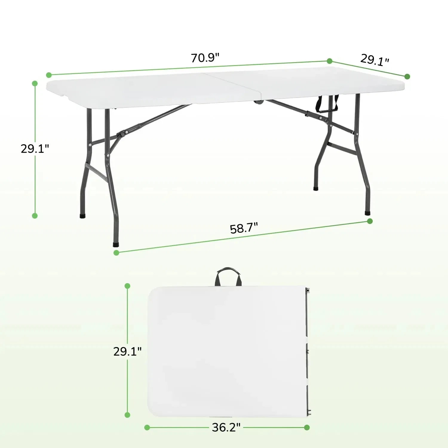 6FT 180cm HDPE Table with Durable Plastic for Outdoor Camping Hiking Picnics