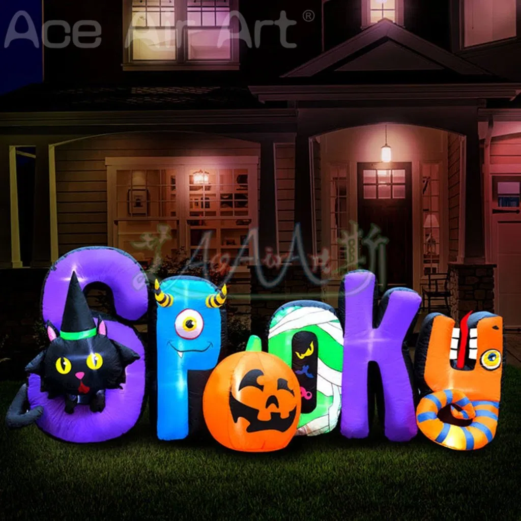 4m Long Halloween Inflatable Spooky Sign Letter for Outdoor Lawn Decoration