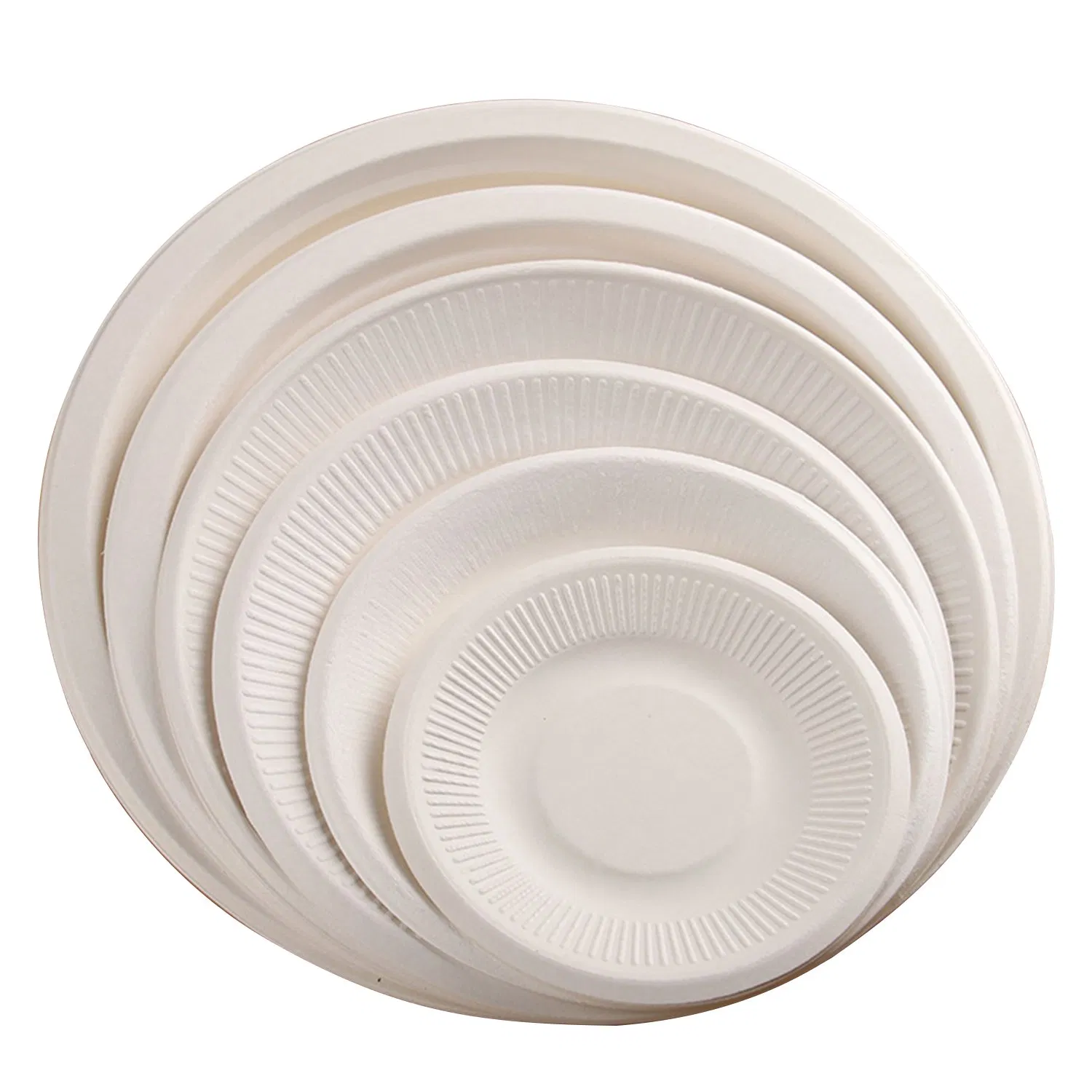 Тарелка для торта 6 дюймов из багассы, белая круглая
