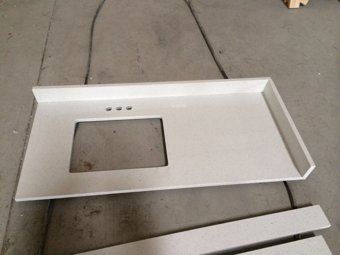 White Quartz Stone Bathroom Vanity