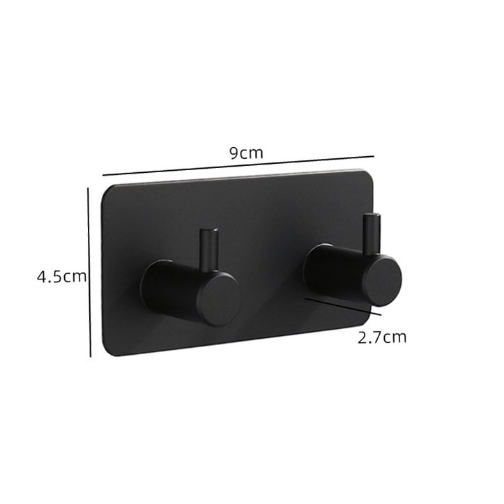 2022 Top Selling Products Heavy Duty Wall 2 Adhesive Brushed Nickel Towel Bathrooms Black Hook