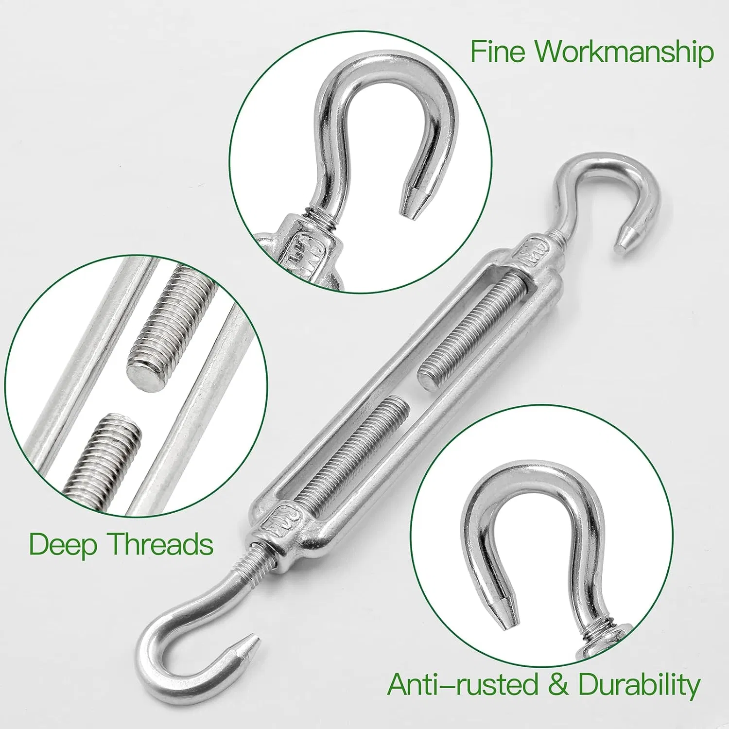 Factory Supply High Quality M6 Hook & Hook Turnbuckle 304 Stainless Steel Turnbuckle
