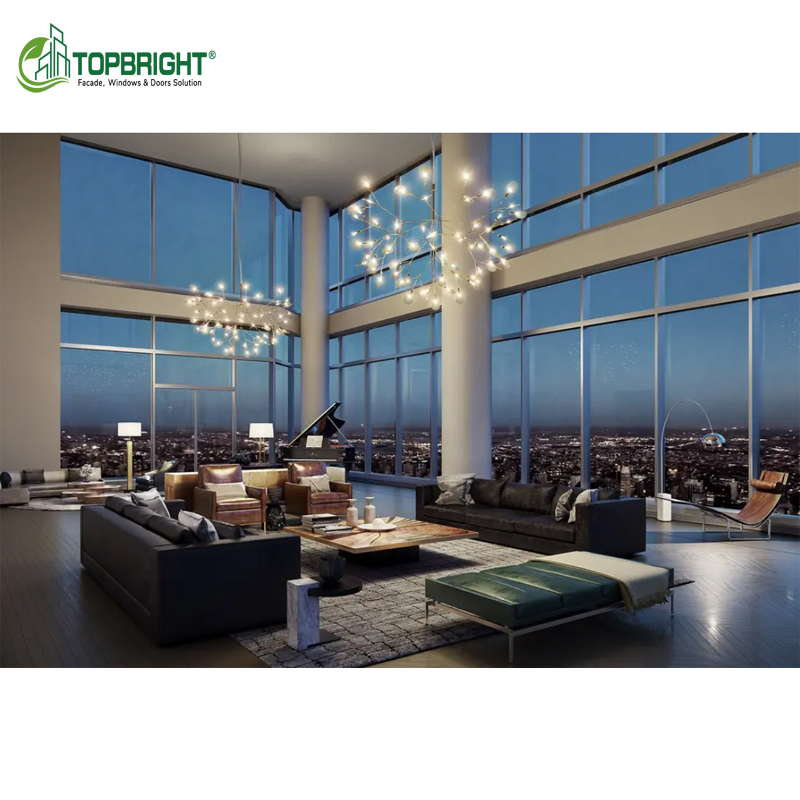 Commerical Aluminum Triple Double Glaze Lowe Glass Facade Unitized Curtain Wall