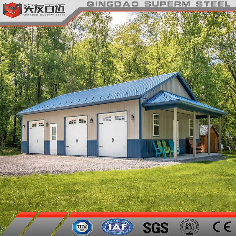 Prefabricated Steel Structure Garage with Waterproof Insulated Sandwich Panel