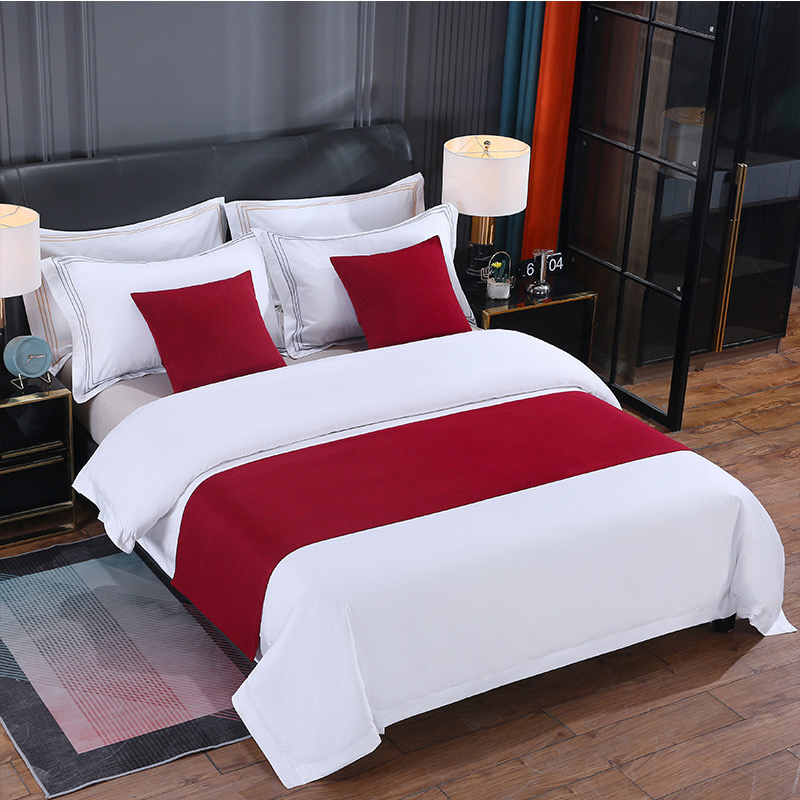 1 PCS Hotel Bed Runner Bedroom Simple Home Textile Bright Microfiber Decorate Silver Blue Bed Flags ODM/OEM Custom Bedding Set