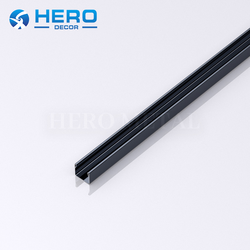Stainless Steel Tile Trim 16mm Chrome Black Hero Decor Custom Black Metal U Shape Ceramic Floor Edge Strip for Bathroom