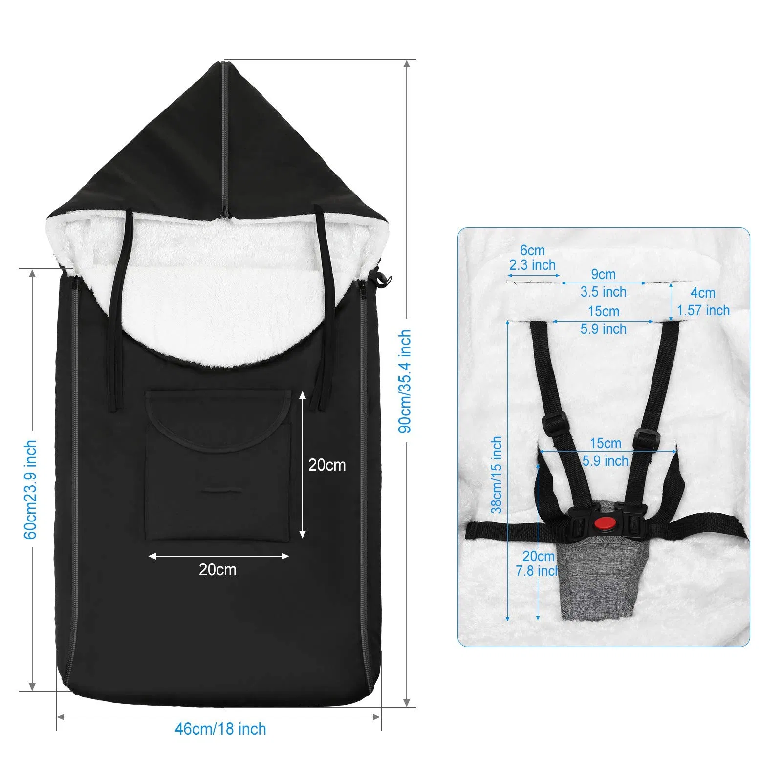 Wholesale Price Soft Fleece Lined Removable Stroller Sleeping Bunting Bag