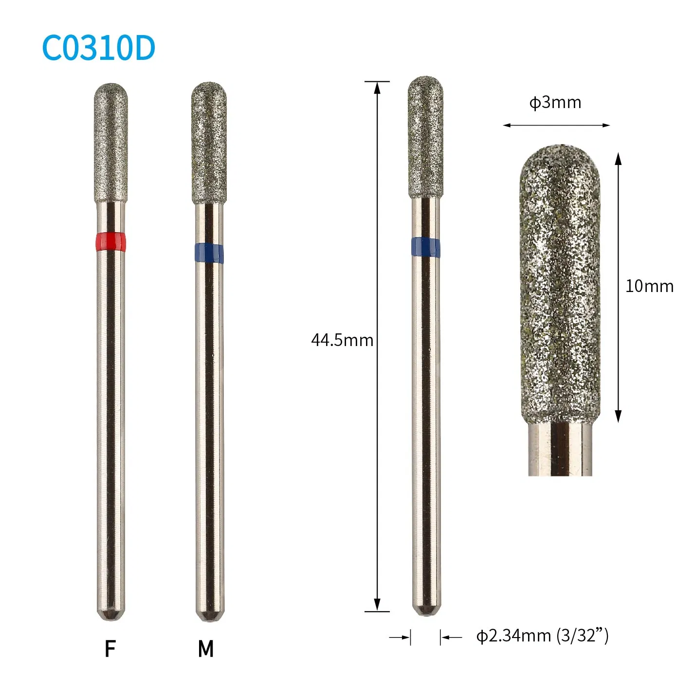 Nail Beauty Cuticle Cleaning Cylinder Round Top Electroplated Diamond Nail Drill Bit