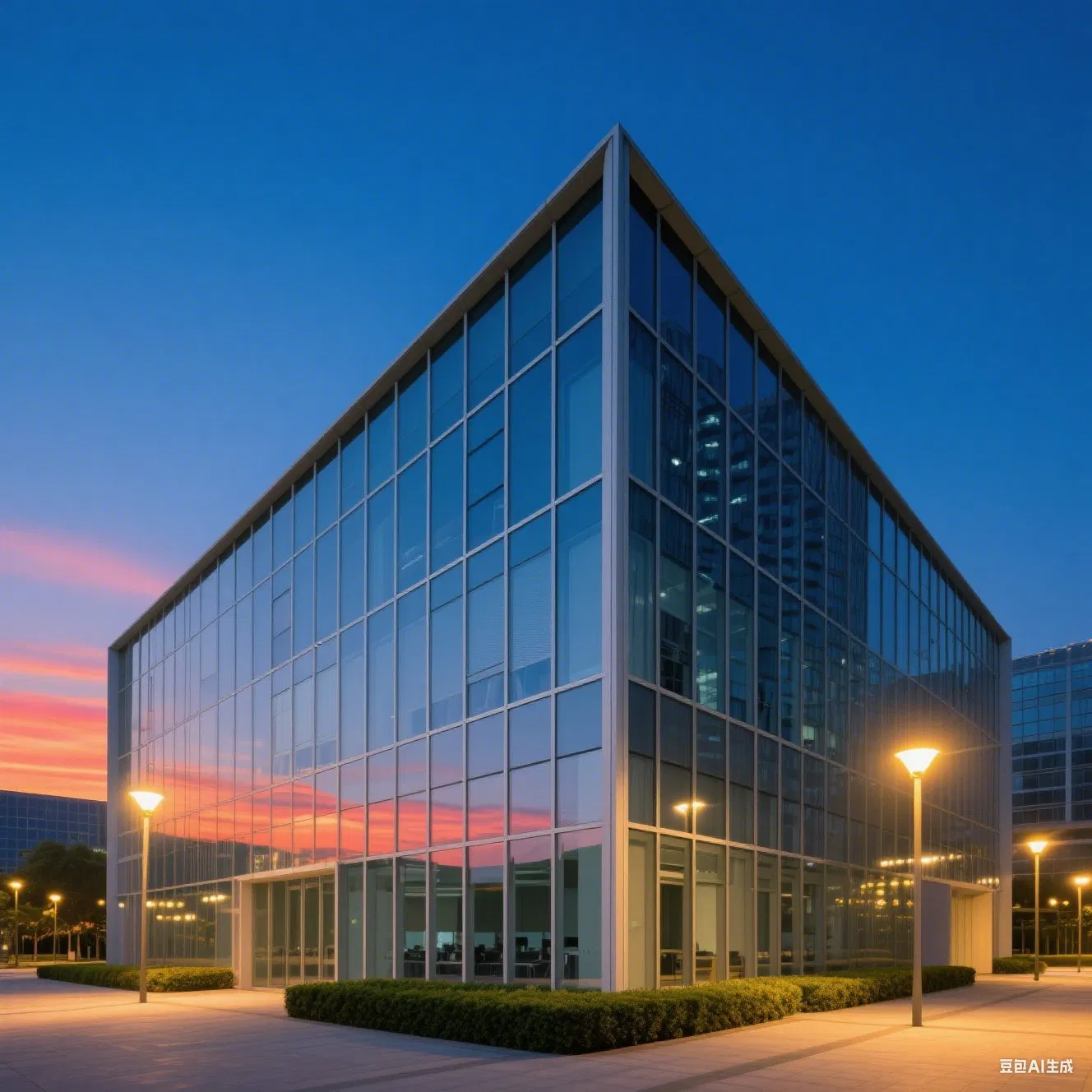 Villa Full Glass Facade Wall Thermal Break Aluminum Window Curtain Wall