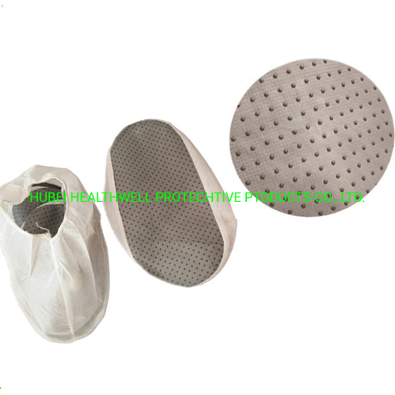 New Design Disposable Anti-Slip Nonwoven Shoe Cover with PVC Dots in Bottom