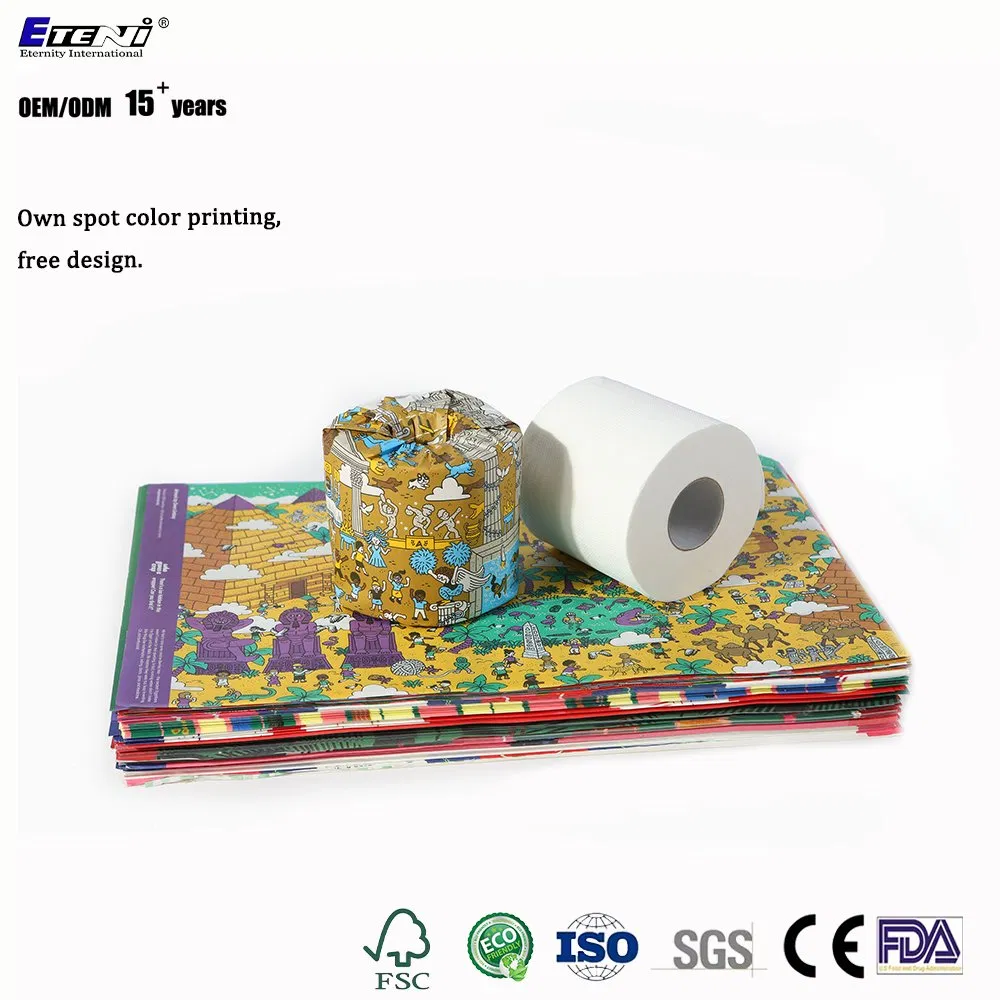 China 300/370 Sheets Per Carton Yes Customized Logo 10*10cm 3ply Toilet Tissue Paper