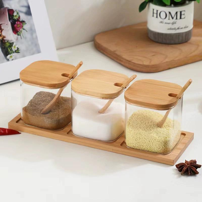 Condiment Container Seasoning Box Set Glass Seasoning Jar