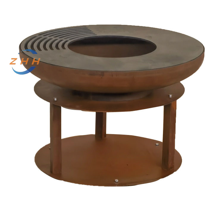 Metal Fire Pit Corten Steel Round Design with for Home Garden Ornaments