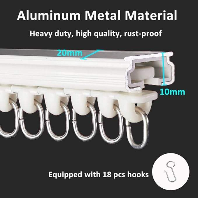 Made to Measure Curtain Rail, High Quality Tracks Blackout Curtain, Optional Curtain Rail Runner