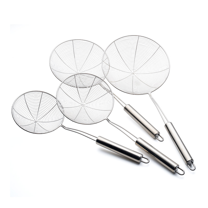 Stainless Steel Home Kitchen Tool Food Strainer Wire Mesh Gold/Rose Gold Fruit Skimmer Spoon Flour Sifter Powder Fry Juice Metal