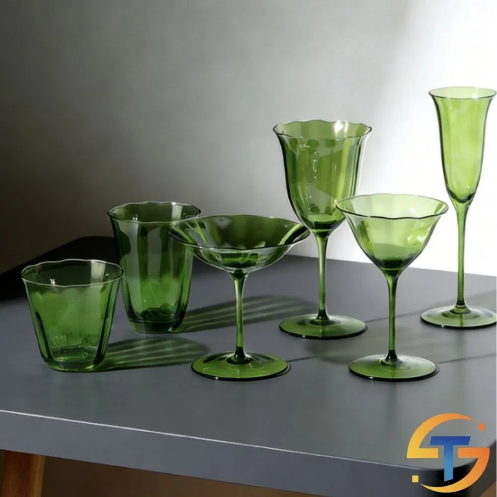 Винтажные хрустальные бокалы для вина с цветочным узором