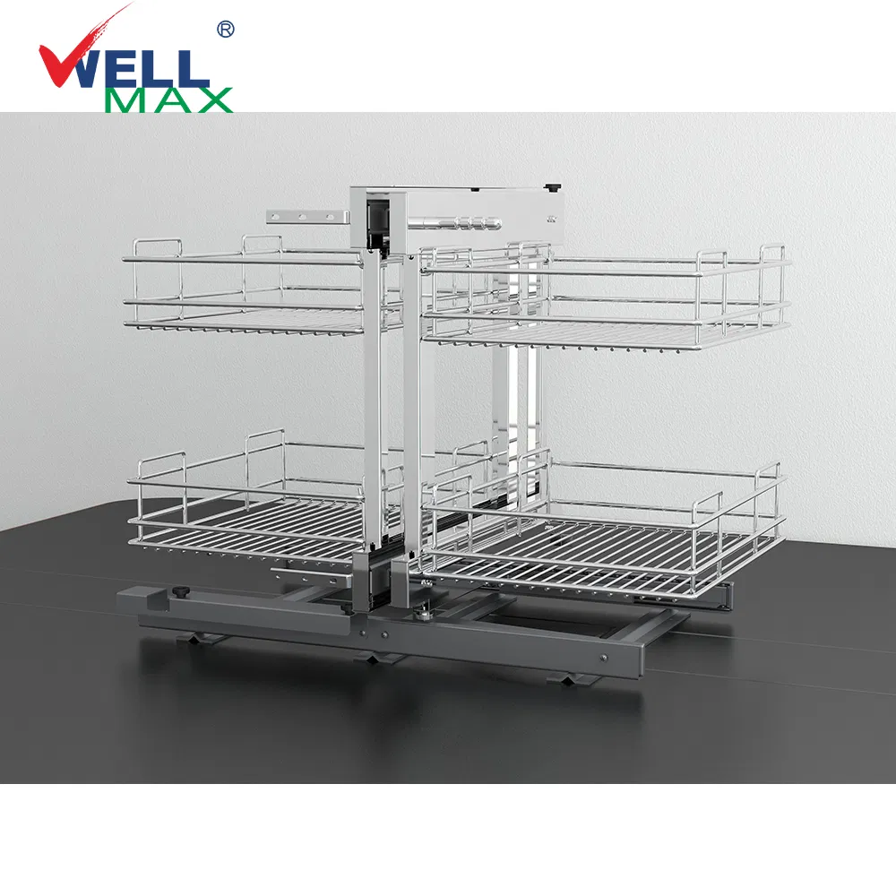 Wellmax Soft Close Stainless Steel Drawer Pull out Kitchen Cabinet Magic Corner Basket