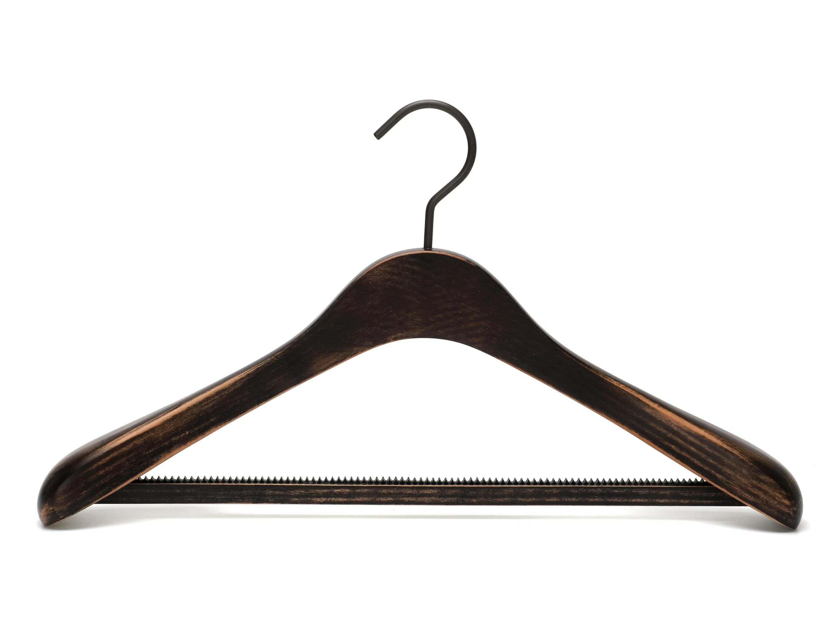 Customized Apparel Shop Wooden Personalized Coat Clothing Hanger Manufacturer Solid Wood Luxury Suit Hanger with Non Slip Rod