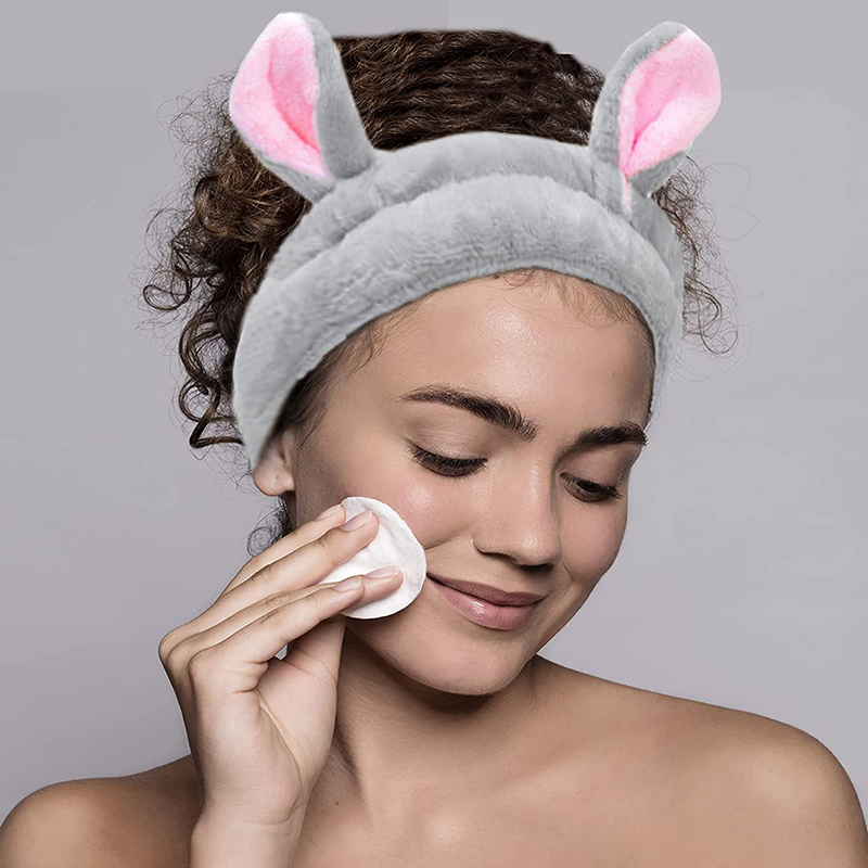 Women Bunny Ears Headband Fashionable Face Washing Hair Band Cute Hairband Fluffy Elastic Makeup Rabbit Headband