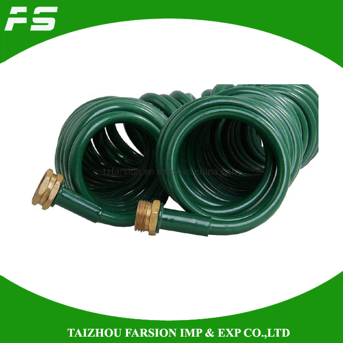 50FT Recoiled Self Retractable EVA Coil Water Garden Spring Coil Hose Pipe