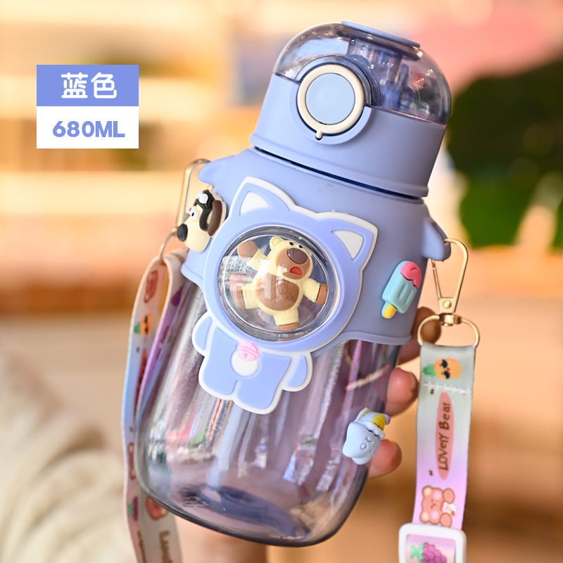 Kawaii Bear Straw Leak-Proof BPA Free Cute Insulated Water Bottle