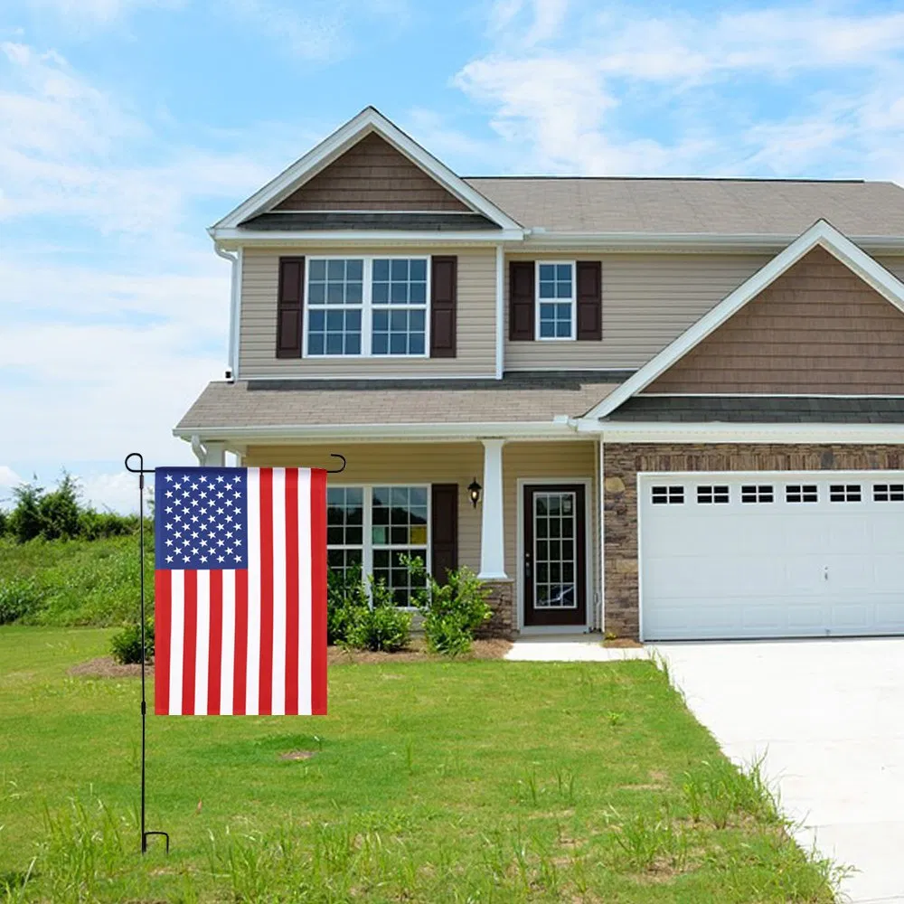 Hopesun Premium Garden Flag Pole Holder Metal Powder-Coated Weather-Proof Paint with One Tiger Clip and Two Spring Stoppers Without Flag