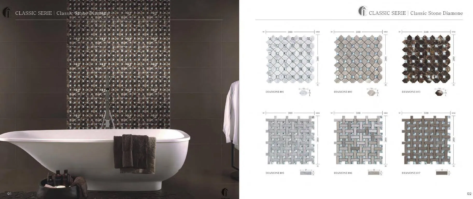 Мозаика для ванной и стен из мрамора разных цветов