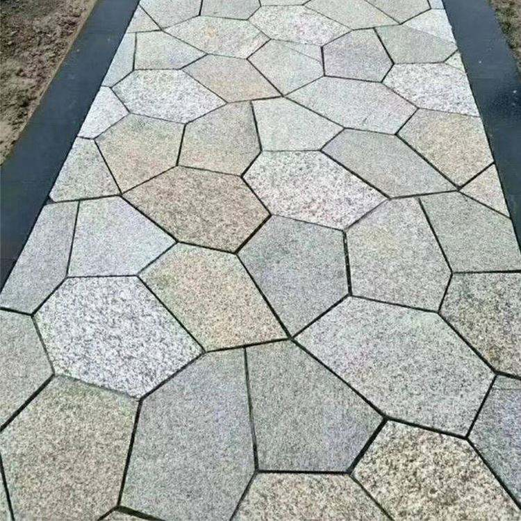 Paver Stone Fan Shape Cobble Stone Meshed Pavement Mats Granite Patio