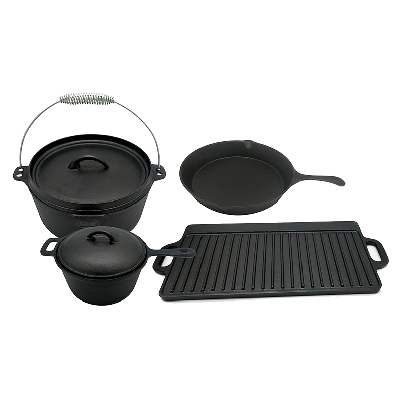 Outdoor Camping Cast Iron Dutch Oven Set with Wooden Case