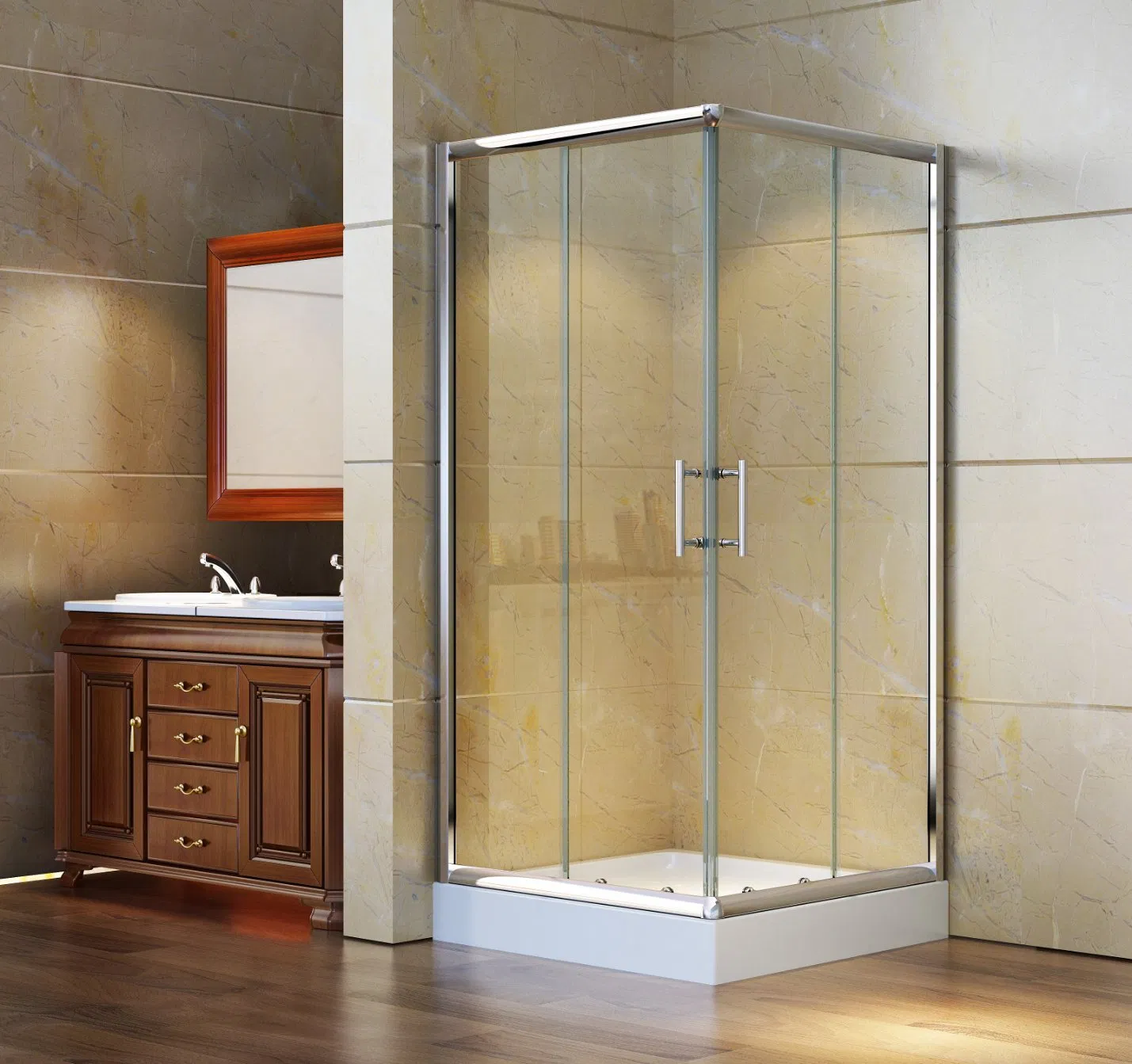 Aluminum Alloy Glass Shower Partition Slide Shower Enclosure Frame