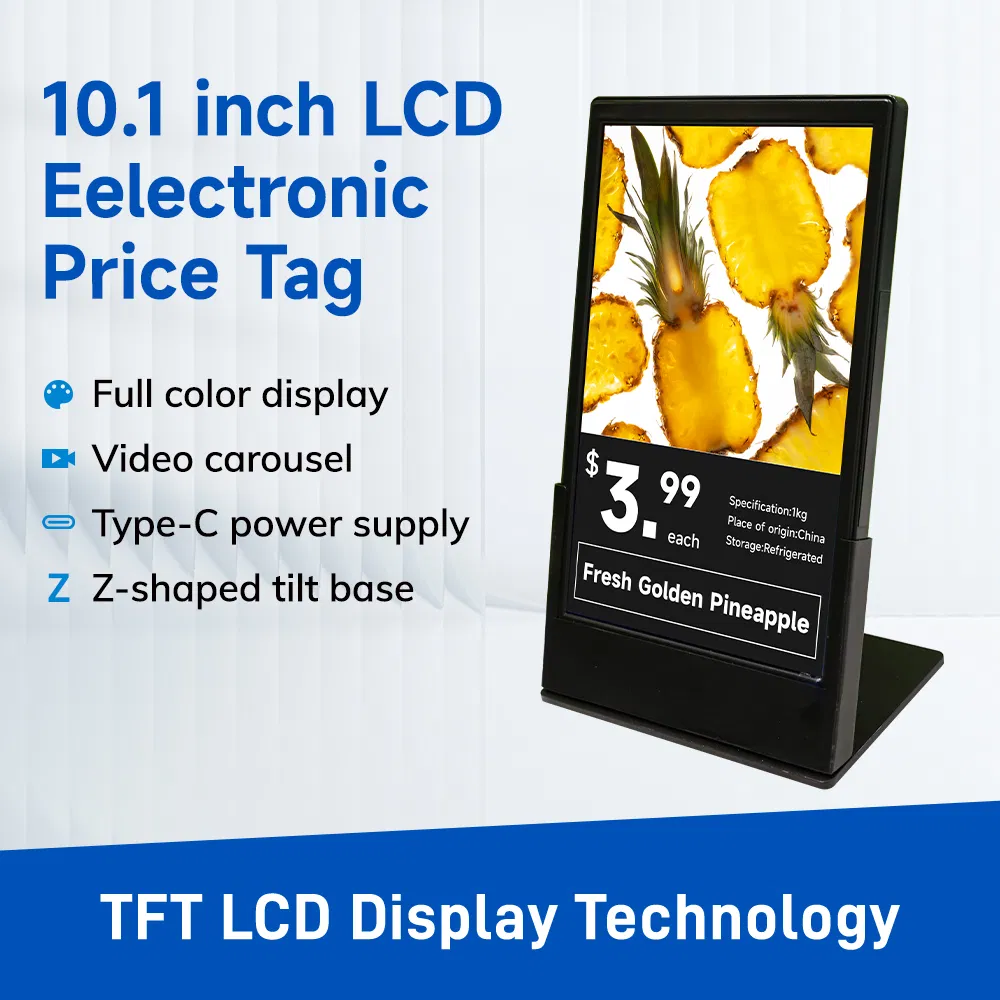 Inewtag 10.1inch TFT LCD Electronic Sign Digital Signage and Display Qr Code Video Poster Electron Signage Shelf Labels for Retail Supermarkets 3c Chain Stores