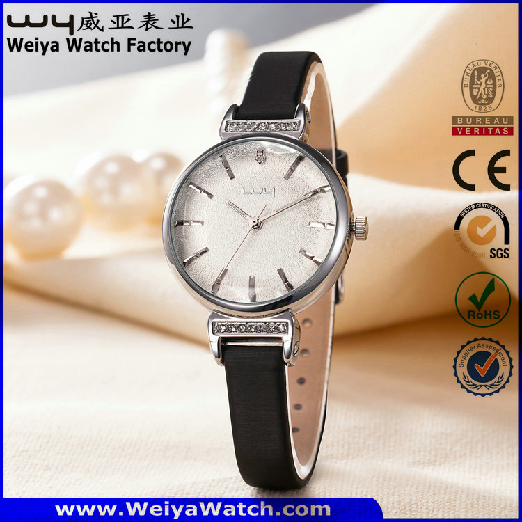 Hot Selling OEM/ODM Leather Strap Quartz Ladies Watch (Wy-102B)