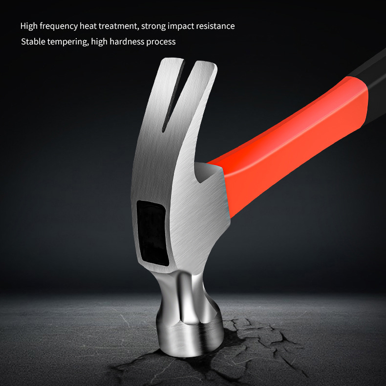 High Quality 8/16/24oz Carbon Steel Claw Hammer with TPR Handle Portable for Woodworking OEM Customizable