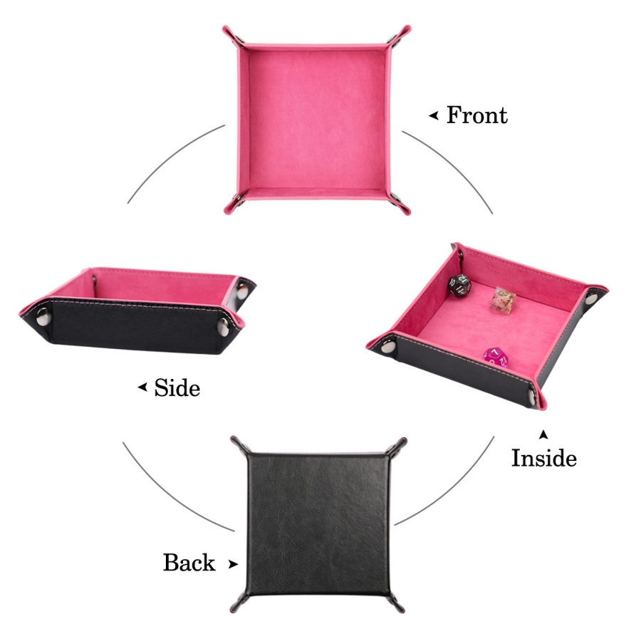 Rectangle Table Games Dnd Dice Storage Box Leather Velvet Folding Dice Tray