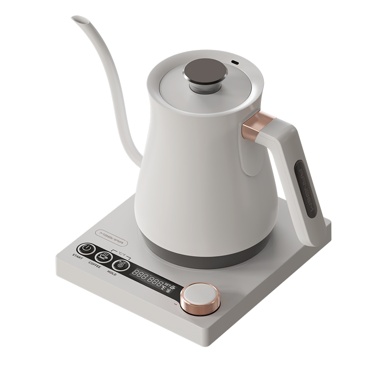 Ranbem Temperature Control 0.9L Black White Stainless Steel Pour Over Brew Tea Gooseneck Coffee Kettle for Home