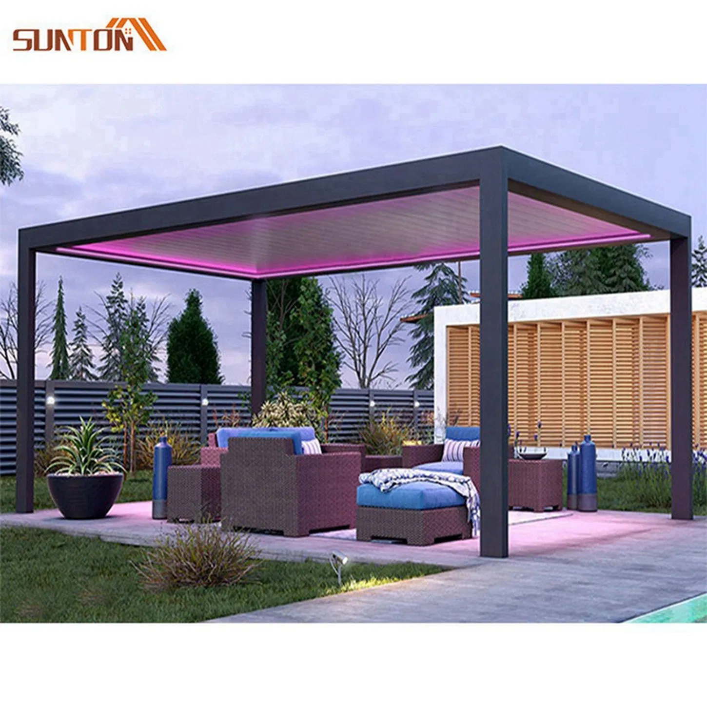 Waterproof Motorized Covers Louver Roof System Outdoor Gazebo Garden Bioclimatic Aluminium Pergola