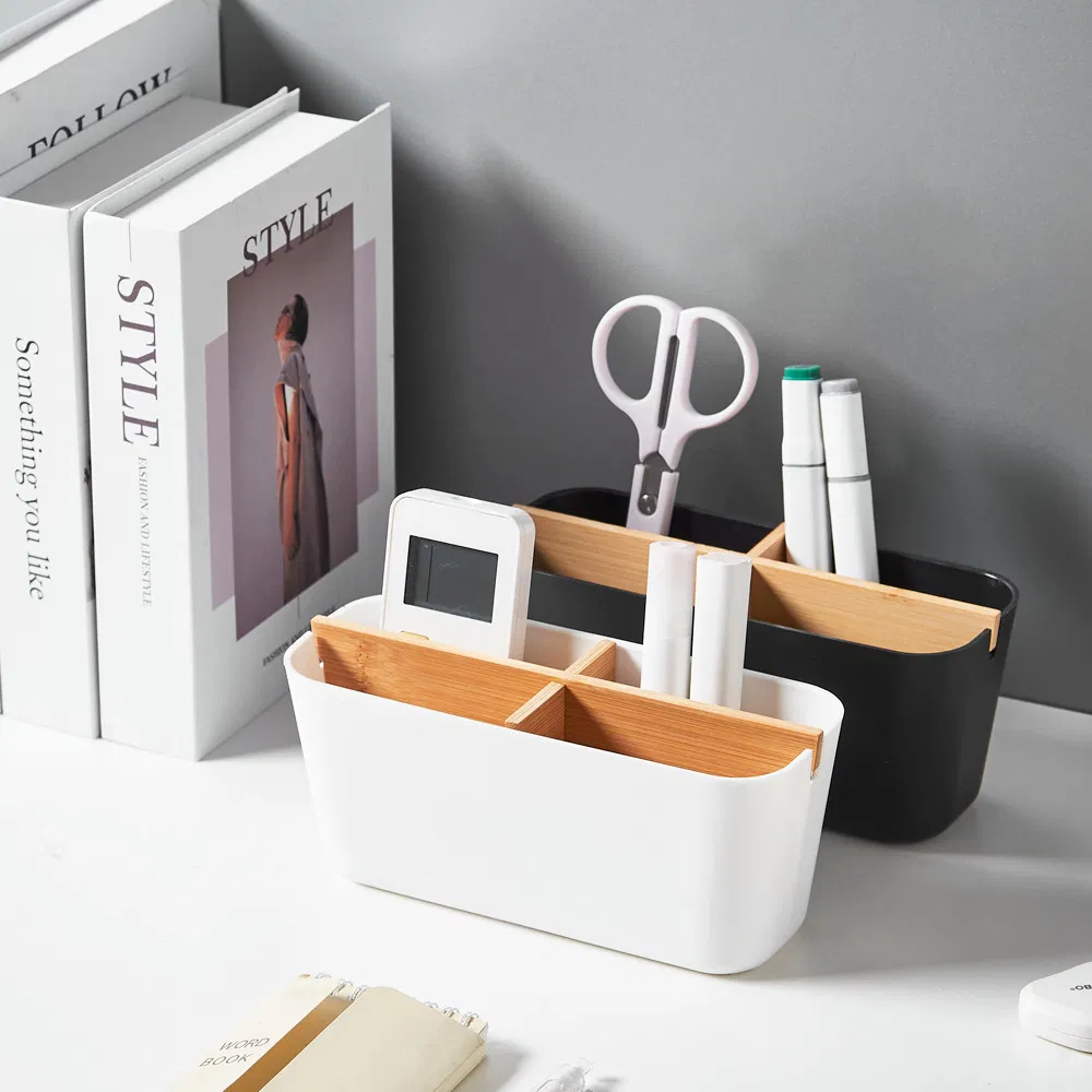 Modern Detachable Rectangle Design Bamboo Wood Desktop Organizer with Compartments