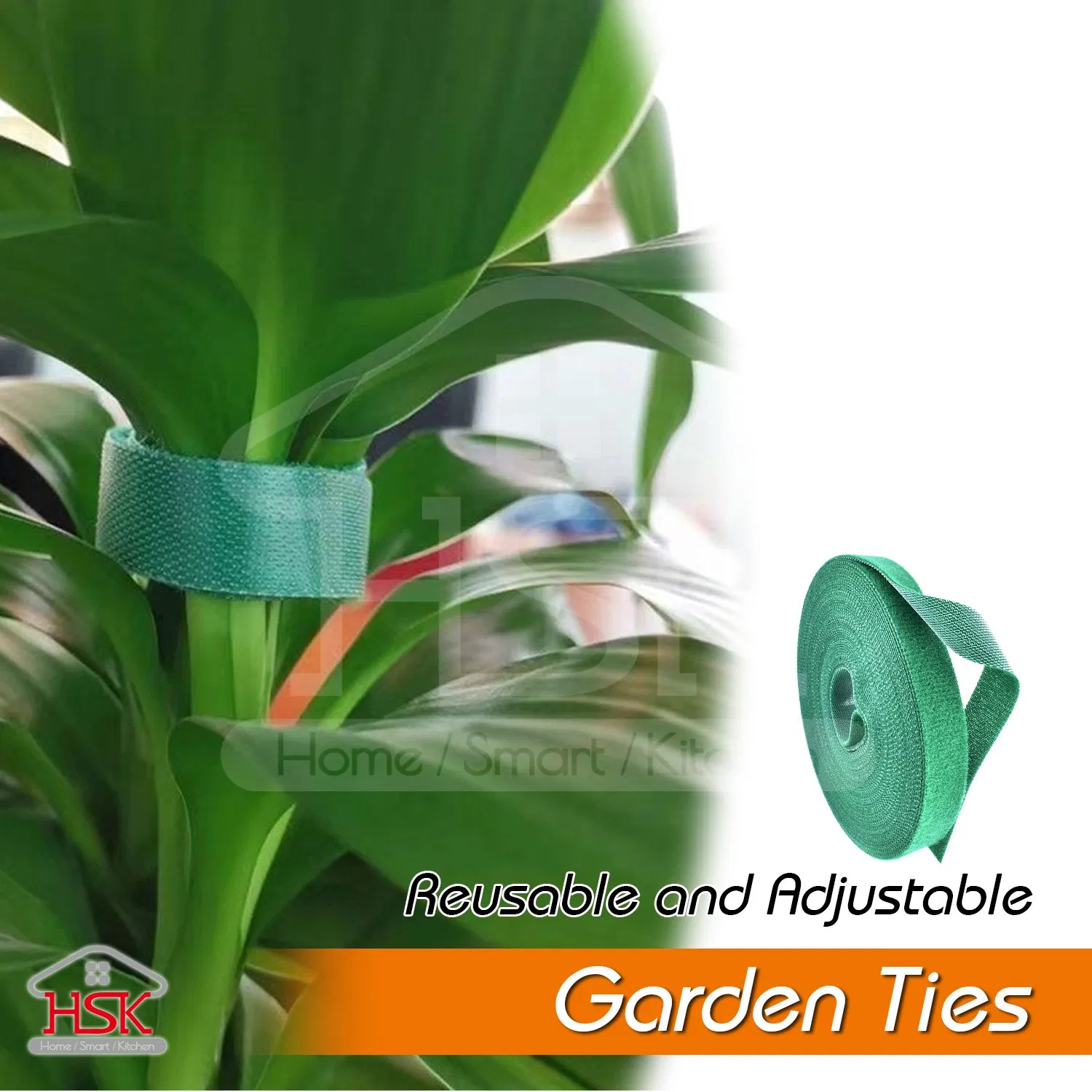 Reusable and Adjustable Garden Ties Green Strap Plant Support