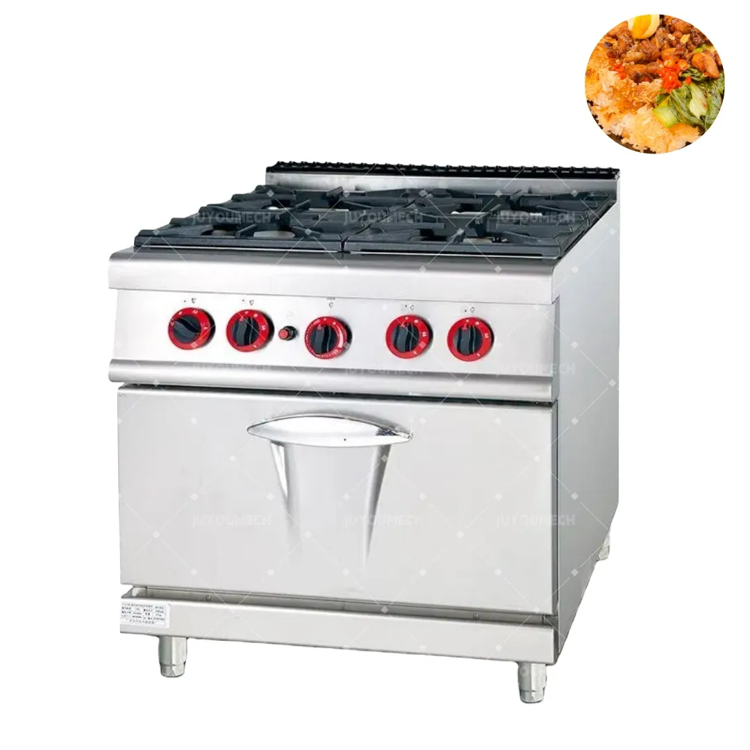 Commercial Floor Standing Burner Gas Stove Cooking Range with Oven and Cabinet for Hotel Use Restaurant Machine