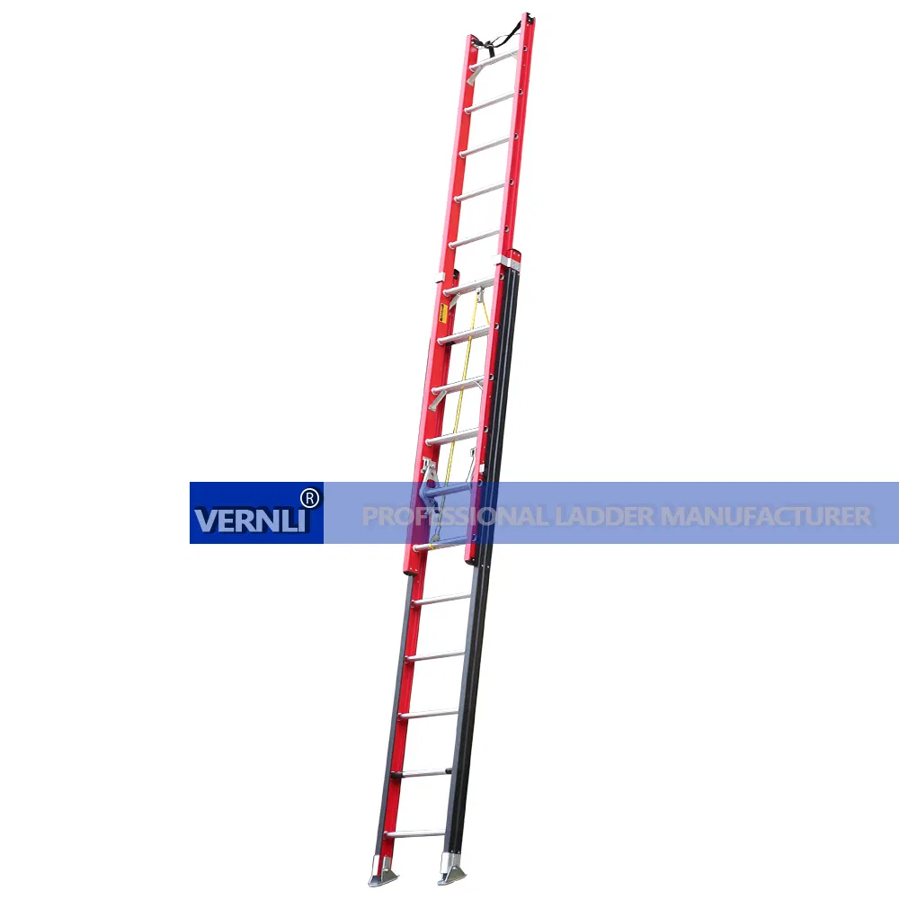FRP Insulated Non-Conductive Extendable Folding Extension Stair Ladder for Telecom