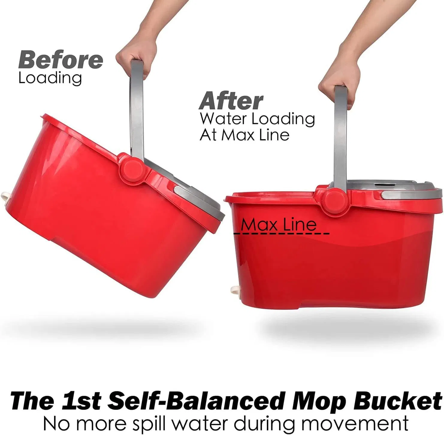 Upgraded Self-Balanced System Home Kitchen Floor Cleaning Bucket Wringer Set Spin Mop