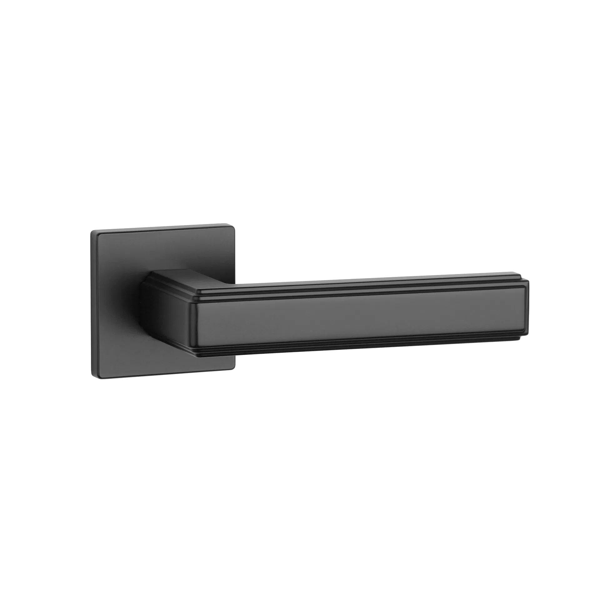 Building Hardware Black Square Iron with Aluminum Alloy Panel Door Handle Mortise Door Lock for Main Door