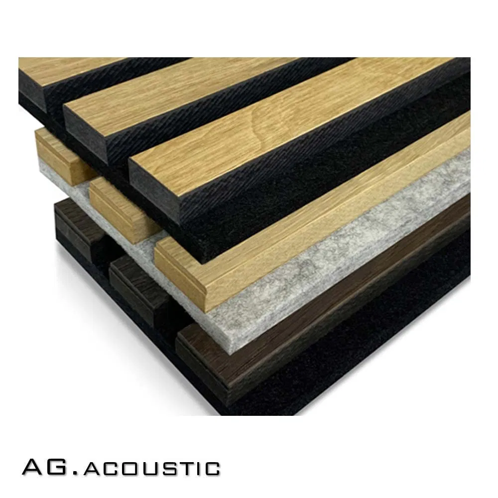 AG. Acoustic Wood Veneer Surface Acoustic Polyester Felt Soundproofing Timber Slats Panel