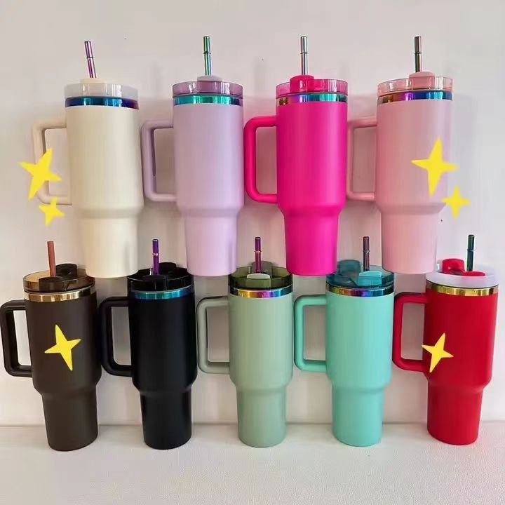 New Ice King Cup Handle Cup Insulated Cup 304 Stainless Steel Straw Car Cup