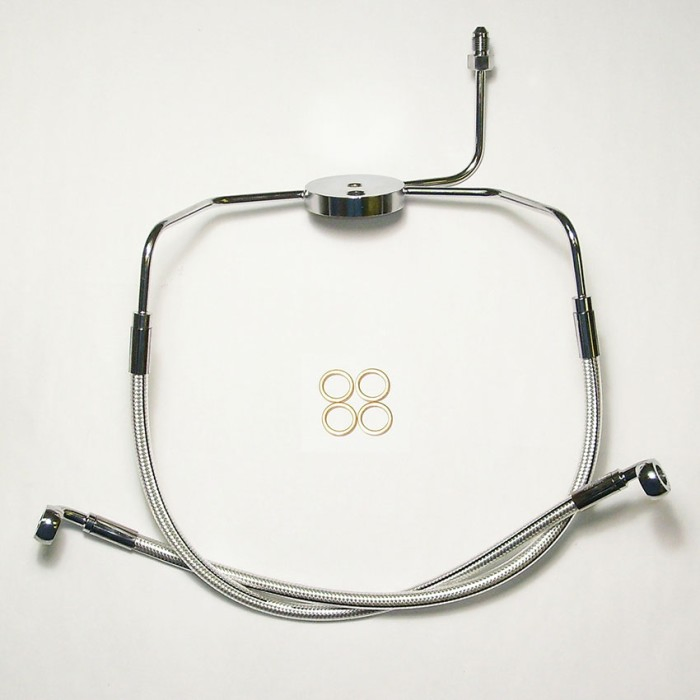 Гидравлическая тормозная магистраль Harley-Davidson из нержавеющей стали, с тройником и фитингами для ABS