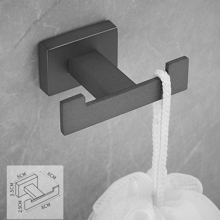 Stylish Gun Grey Zinc Alloy Wall Mounted Robe Hook for Bathroom