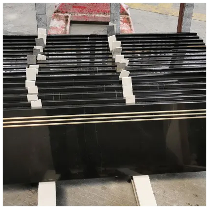 Saint Laurent Black Gold Marble Stair Step Tiles