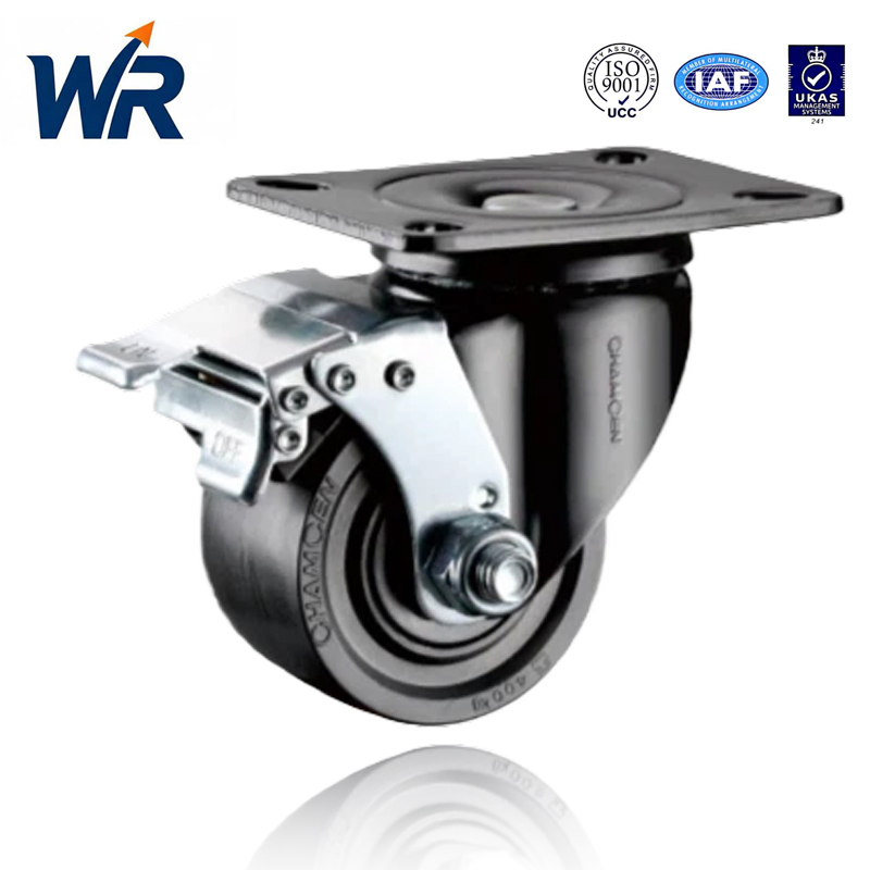 Light Low Center Double Ball Bearing Black Noise-Reducing Nylon (PA) Heavy Duty Industrial Caster Wheel