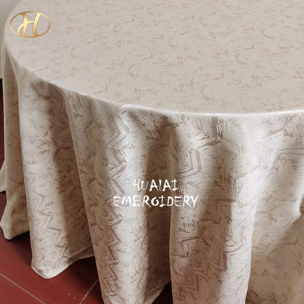 White and Gold Jacquard Morrocan Woven Rectangle Table Cover Cloth for Wedding