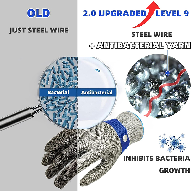 A9 Anti Inoxidable Oyster Shucking Butcher Protective Safety Working Cut Resistant Metal Stainless Steel Wire Gloves